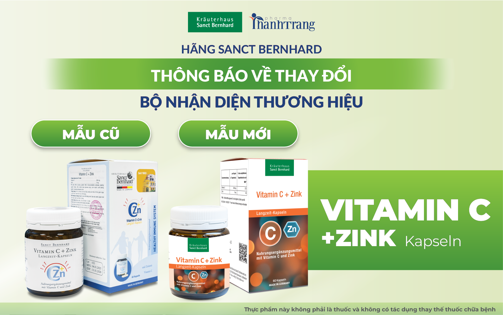 VITAMIN C + ZINK SANCT BERNHARD THAY ĐỔI BỘ NHẬN DIỆN THƯƠNG HIỆU